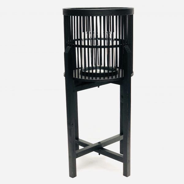 Windlicht rotan Small zwart