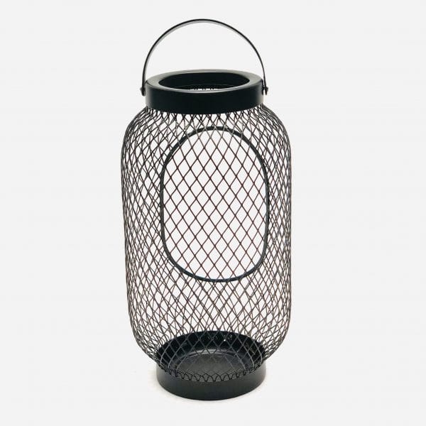 Windlicht zwart raster small